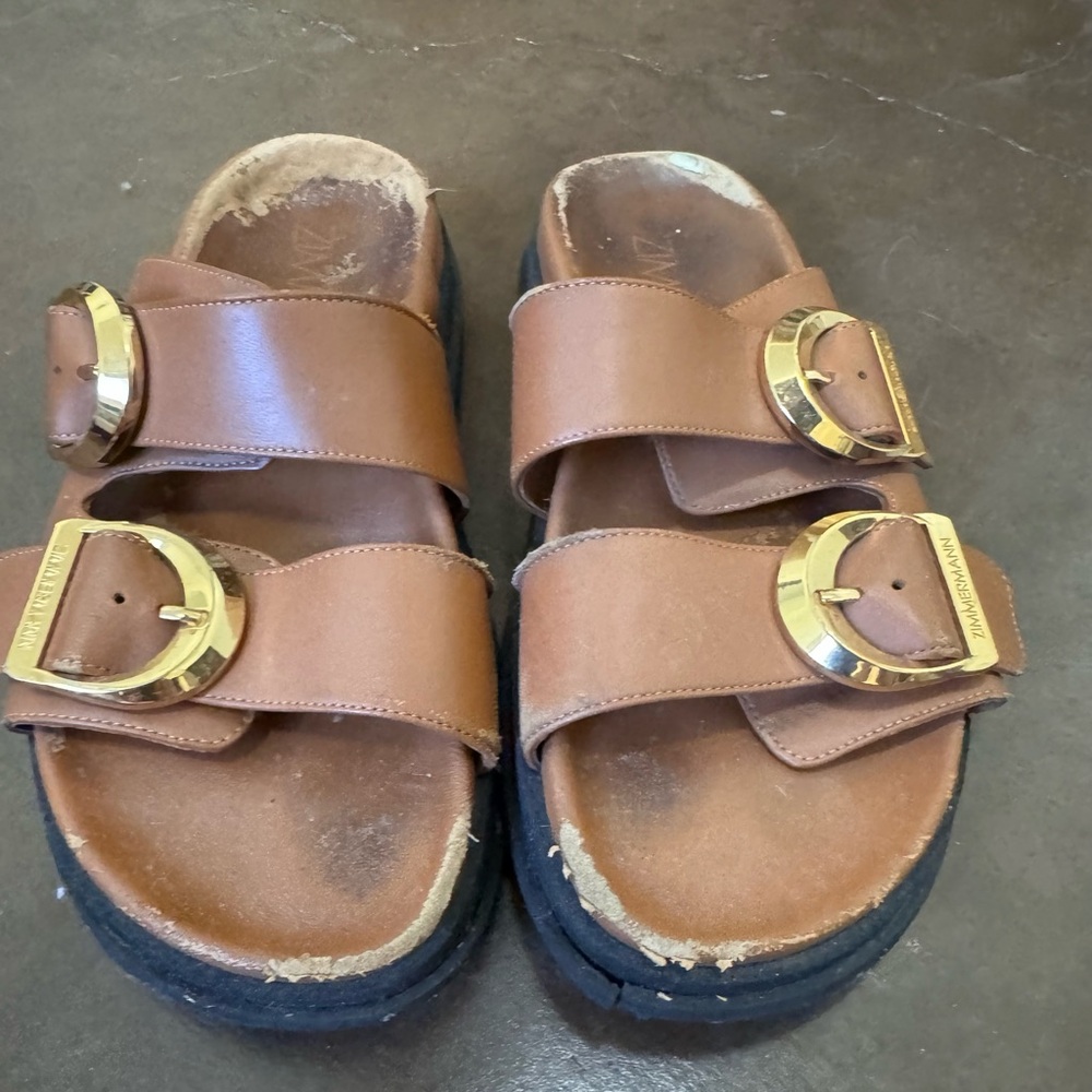 Zimmermann Tan Sandals with Gold Accents